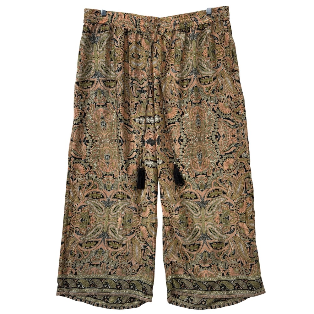 Philosophy Wide Leg Pants Women 2X Multicolor Paisley Boho Peasant Lightweight